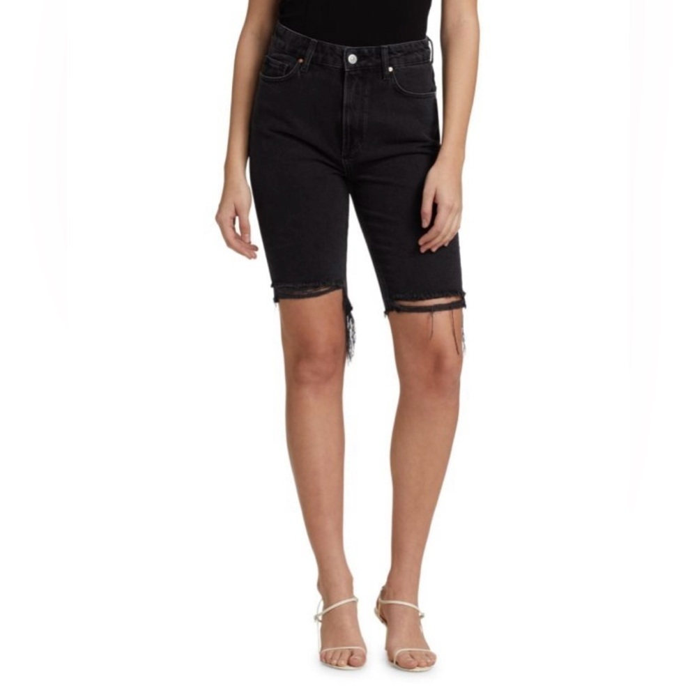 PAIGE - Robbie High-Rise Raw-Hem Denim Bermuda Shorts